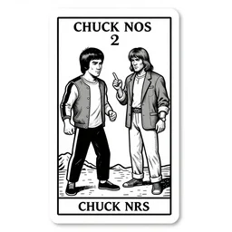 Bruce Lee and Chuck Norris on tarot card design, black and white , in the style of Mucha, Durer, Roman motif , coliseum