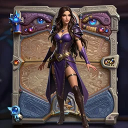 Full body Hearthstone official professional art, with realistic beautiful face & eyes. A sorceress finding a treasure. Insanely coherent and well drawned physical body parts (face, arms, elbows, legs, hair, eyes, hands, 5 fingers). Full body, sharp focus, 8k high definition, insanely detailed, intricate, elegant, smooth, sharp focus, ArtStation