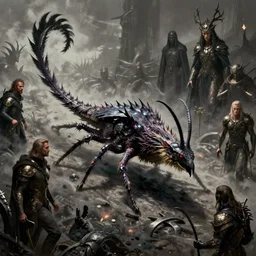cockatrice concept art, long shot, beksinski, wayne barlowe, adrian smith concept art, ruan jia, weta workshop the hobbit, trending on artstation, dark soul concept art, elden ring concept art, demon soul concept art, the witcher concept art