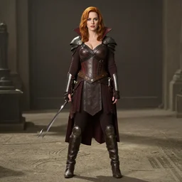 full body photo of christina hendricks as a vampire amazon warrior