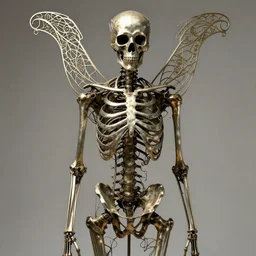 a skeleton made of intricate metal, art nouveau, highly detailed