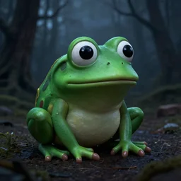 pepe the frog rare pepes Dark scary spooky Realistic Dusk in the style of Ansel Adams