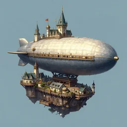 airship docked at a floating victorian era city, dnd fantasy epic illustration by john constable, colorful, vibrant, starry sky, reminiscent of bioshock infinite
