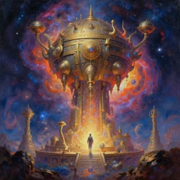 metaverse made of ancient magic technology, galactic nebular astral realm sacred journey in oil painting, trending on artstation, award winning, emotional vibrant, highly detailed surrealist art