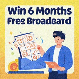 Win 6 months Free Broadband! lottery winner, corporate poster, vector, illustration