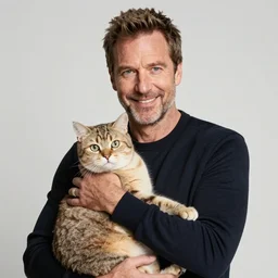 ron perlman with his pet cat that looks like him
