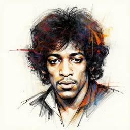 jimi hendrix, artistic, abstract, sketch, 8 k, high detail,