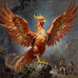 A beautiful oil painting of a phoenix, by Lucas Graciano, Frank Frazetta, Greg Rutkowski, Boris Vallejo, epic fantasy character art, high fantasy, Exquisite detail, post-processing, low angle, masterpiece, cinematic