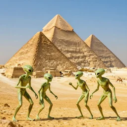 aliens helping egyptians build pyramids