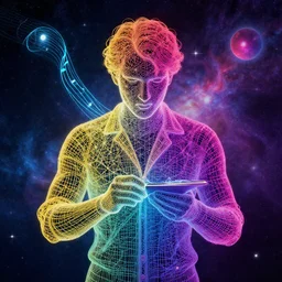 mechanic - quantic theory as music cord colors, fantastic art colors, space background