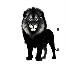 lion, black silhouette art on white background