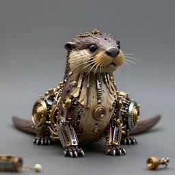 river otter made of mechanical steampunk parts