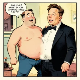 elon musk getting fat, vintage comic