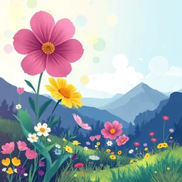 colour theory cascading concept art of spring flower landscape in the style of breath of the wild