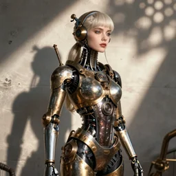 photography of beautyful female android steampunk by sarah moon,