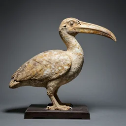 fossilized long beak bird fossil, studio lighting