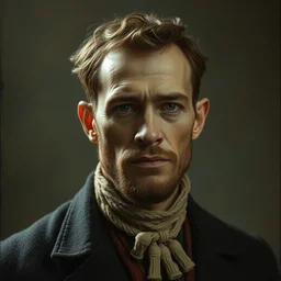medium shot of a typical character in the style of edgar maxence
