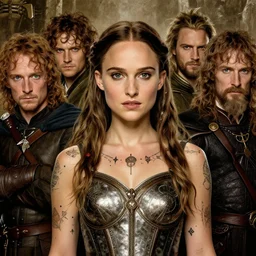 young natalie portman, legendary warrior, heroic, lord of the rings, tattoos, decorative ornaments, battle armor, by carl spitzweg, ismail inceoglu, vdragan bibin, hans thoma, greg rutkowski, alexandros pyromallis, perfect face, beautifully toned, sharply detailed, illustration, centered, rule of thirds, photorealistic shading