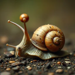 a snail that roleplays, surreal, abstract