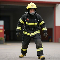 an heroic firefighter in action in black and yellow uniform, front of the us presidential's white house, fire flames, sharp details, sharp focus, photorealistic, octane, hyper detailed, trending on deviantart, illustration, by jordan grimmer and greg rutkowski and pine ( ハイネ ), intricate