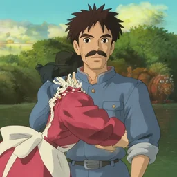 joaquin phoenix miyazaki style, realistic ghibli