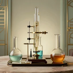 artdeco retro image of retro chemistry school equipment