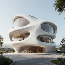 futuristic organic house by tadao ando in style of bauhaus 2 0 5 0, parametric, cgi render, unreal engine