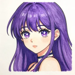 girl ; purple hair ; starry eyes ; bright colours ; drawn by mengo yokoyari ; digital art ; high detail ; trending on artstation ; anime key visual