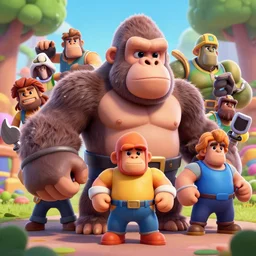 🦍, clash royal style characters, unreal engine 5, octane render, detailed, brawl stars, cinematografic, cinema 4 d, artstation trending