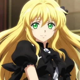 victorique de blois anime girl gosick super detailed green eyes green eyes green eyes green eyes black dress black dress black dress black dress blonde hair by greg rutkowski makoto shinkai aramaki shinji artgerm, cushart krenz key art feminine award winning sparkling eyes ultrahd unrealengine smile