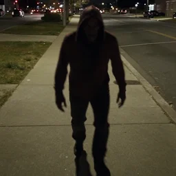 its following you, dark night, footage, creature, evil, realistic, sidewalk
