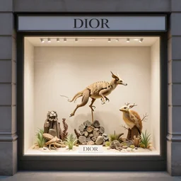 diorama windowstore vitrine at the american museum of natural history, new york, of very realistic dissected teletubbies as furry animals