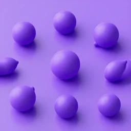 group of random purple objects on a purple surface, octane render, 8 k,
