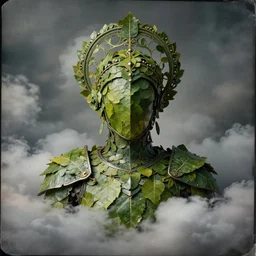 a wonderful realistic armour made of leaves, thick clouds, 3 5 mm, colorized tintype photo, dramatic light, dystopian environment, intricate, elegant, highly detailed, centered headdress, no face, digital painting, artstation, concept art, smooth, sharp focus, illustration, artgerm, tomasz alen kopera, peter mohrbacher, donato giancola, joseph christian