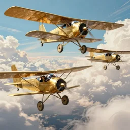 the Wright Brothers vs the Wrong Brothers aerial dogfight, digital art, directed by Michael Bay, 4K HD, trending on artstation