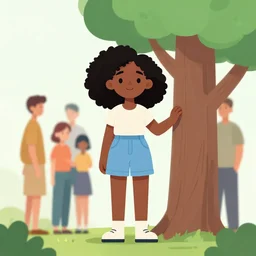 african american girl standing close to a tree, clean cel shaded vector art. shutterstock. behance hd by lois van baarle, artgerm, helen huang, by makoto shinkai and ilya kuvshinov, rossdraws, illustration