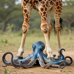 dramatic realistic octopus shaped legs jiraffe