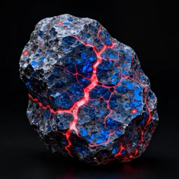 a rock with blue and red glowing cracks, black background, digital painting, d&d, fantasy, highly detailed, intricate, smooth, artstation, cinematic lighting