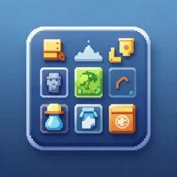 digital art videogame inventory icon for factorio like, game ui asset design