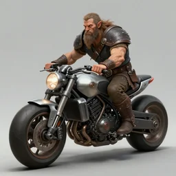Sole Male barbarian, riding a futuristic motorbike, DND, D&D, high fantasy, science fiction, matte painting, by frank franzzeta, artstation