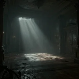 square hall, gloomy and foggy atmosphere, octane render, rembrandt, cgsociety, artstation trending, horror scene, highly detailded