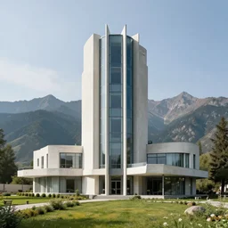 A towering villa in the Altai Mountains by Charles Sheeler
