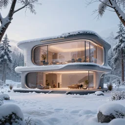 a beautiful futuristic home in the winter!?????, artstation