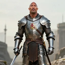 Dwayne Johnson as a fantasy themed knight in the style of AK