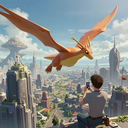togekiss and latios flying through a remote alien city, award - winning realistic sci - fi concept art by jim burns and greg rutkowski, beksinski, konstantin razumov
