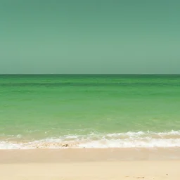 green beach, green ocean, green sky, photography