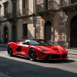 a red laferrari in italy streets, photo grammy