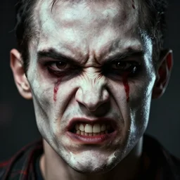 psychopath face, full detailed, criminal, angry face