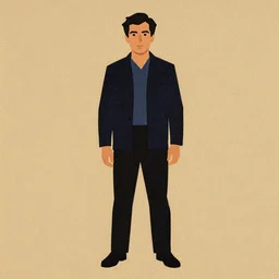 painterly textured woodblock print, image of a man, full body portrait, film grain 1 9 6 0 s - 7 0 s art low poly character painterly design