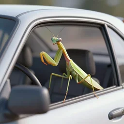 praying mantis driving a car, cinema 4 d render, 4 k, detailed, octane rendering